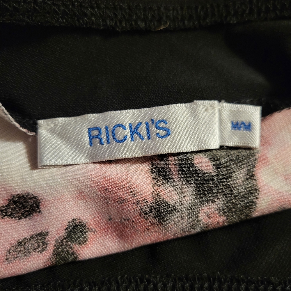 Ricki's Pink and Black Floral Asymmetrical Blouse - Picture 3 of 3